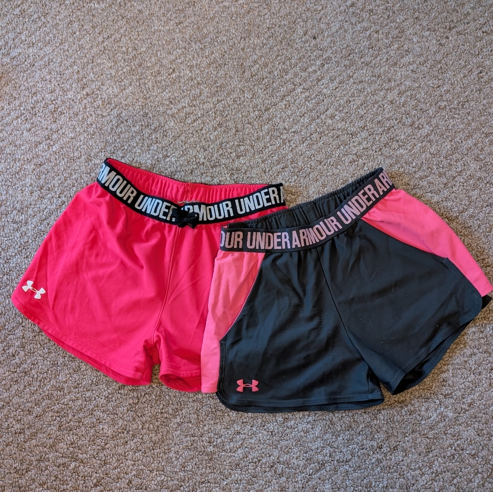 Two Pairs Under Armour Pink Athletic Shorts